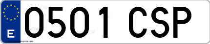 Ejemplo de matrícula de coche ordinaria 0501 CSP
