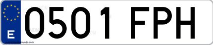 Ejemplo de matrícula de coche ordinaria 0501 FPH