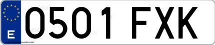 Ejemplo de matrícula española 0501 FXK