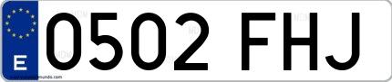 Ejemplo de matrícula española 0502 FHJ