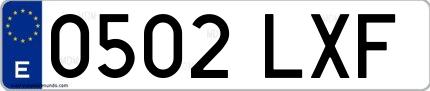 Ejemplo de matrícula española 0502 LXF