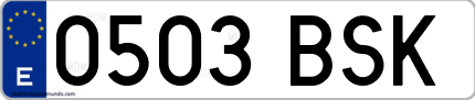 Ejemplo de matrícula de coche ordinaria 0503 BSK
