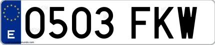 Ejemplo de matrícula española 0503 FKW