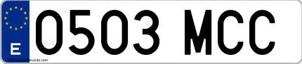 Ejemplo de matrícula española 0503 MCC