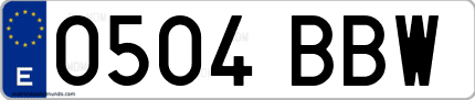 Ejemplo de matrícula de coche ordinaria 0504 BBW