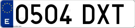 Ejemplo de matrícula de coche ordinaria 0504 DXT