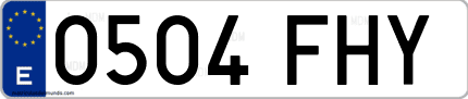Ejemplo de matrícula de coche ordinaria 0504 FHY