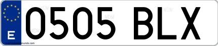 Ejemplo de matrícula española 0505 BLX