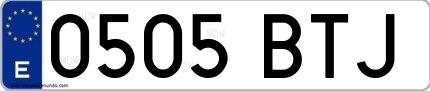 Ejemplo de matrícula española 0505 BTJ