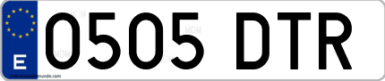 Ejemplo de matrícula de coche ordinaria 0505 DTR