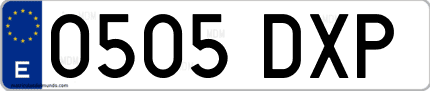 Ejemplo de matrícula de coche ordinaria 0505 DXP