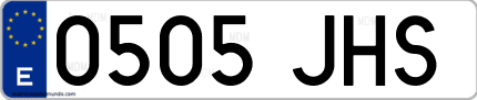 Ejemplo de matrícula de coche ordinaria 0505 JHS