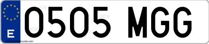 Ejemplo de matrícula española 0505 MGG