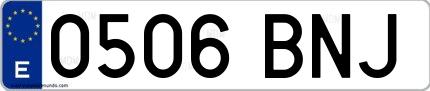 Ejemplo de matrícula española 0506 BNJ