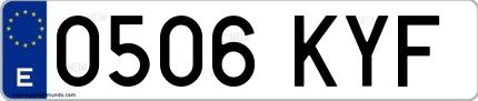 Ejemplo de matrícula española 0506 KYF