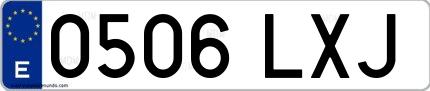 Ejemplo de matrícula española 0506 LXJ