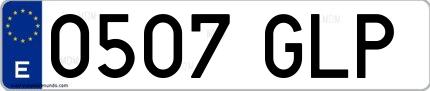 Ejemplo de matrícula española 0507 GLP