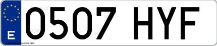 Ejemplo de matrícula española 0507 HYF