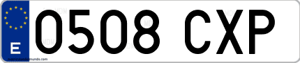 Ejemplo de matrícula de coche ordinaria 0508 CXP