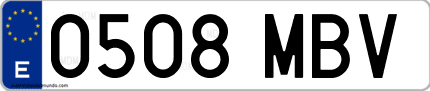Ejemplo de matrícula de coche ordinaria 0508 MBV