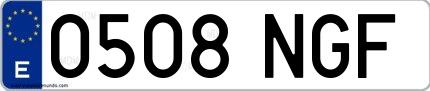 Ejemplo de matrícula española 0508 NGF