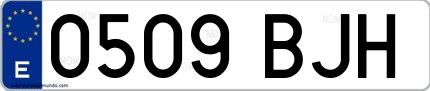 Ejemplo de matrícula española 0509 BJH