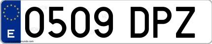 Ejemplo de matrícula española 0509 DPZ