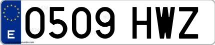 Ejemplo de matrícula española 0509 HWZ