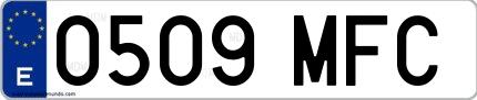Ejemplo de matrícula española 0509 MFC