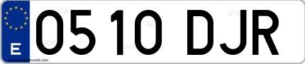 Ejemplo de matrícula española 0510 DJR