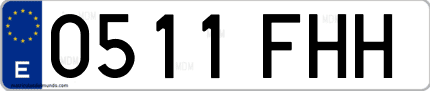 Ejemplo de matrícula de coche ordinaria 0511 FHH