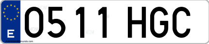 Ejemplo de matrícula de coche ordinaria 0511 HGC
