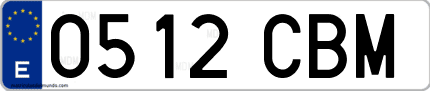 Ejemplo de matrícula de coche ordinaria 0512 CBM
