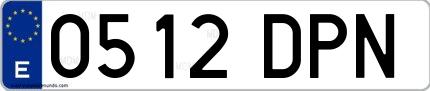 Ejemplo de matrícula española 0512 DPN