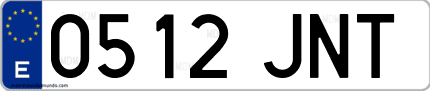 Ejemplo de matrícula de coche ordinaria 0512 JNT