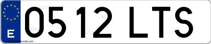 Ejemplo de matrícula española 0512 LTS