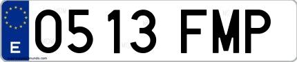 Ejemplo de matrícula española 0513 FMP
