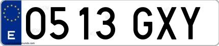 Ejemplo de matrícula española 0513 GXY
