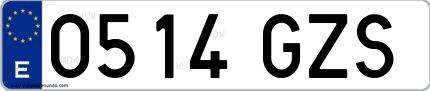 Ejemplo de matrícula española 0514 GZS