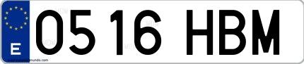 Ejemplo de matrícula española 0516 HBM