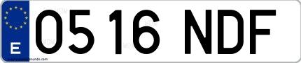Ejemplo de matrícula española 0516 NDF