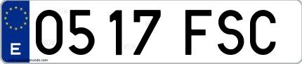 Ejemplo de matrícula española 0517 FSC