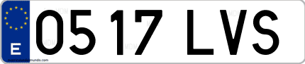 Ejemplo de matrícula de coche ordinaria 0517 LVS