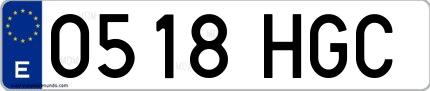 Ejemplo de matrícula española 0518 HGC