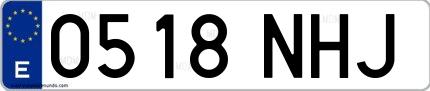 Ejemplo de matrícula española 0518 NHJ