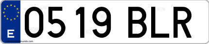 Ejemplo de matrícula de coche ordinaria 0519 BLR