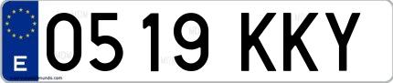 Ejemplo de matrícula española 0519 KKY