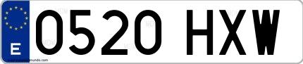Ejemplo de matrícula española 0520 HXW
