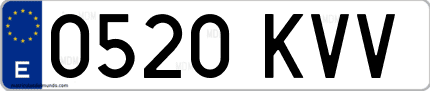 Ejemplo de matrícula de coche ordinaria 0520 KVV