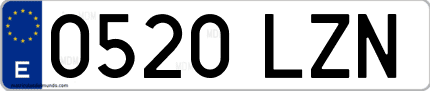 Ejemplo de matrícula de coche ordinaria 0520 LZN